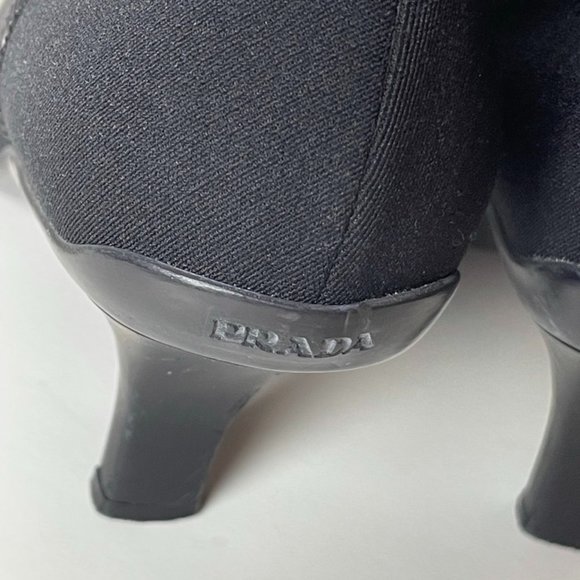 Prada | Sport Black Nylon Kitten Heel Boots - Picture 5 of 11
